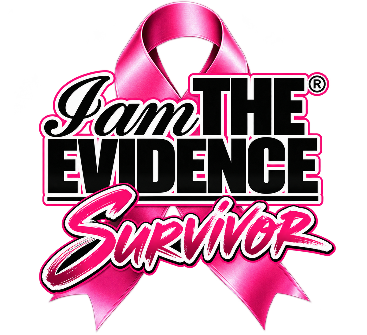 I Am the Evidence Survivor pink ribbon graphic